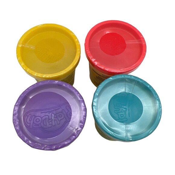 4 Cans Play-Doh Bright Blue, Purple, Red, Yellow New Sealed Hasbro 3oz - Picture 3 of 3
